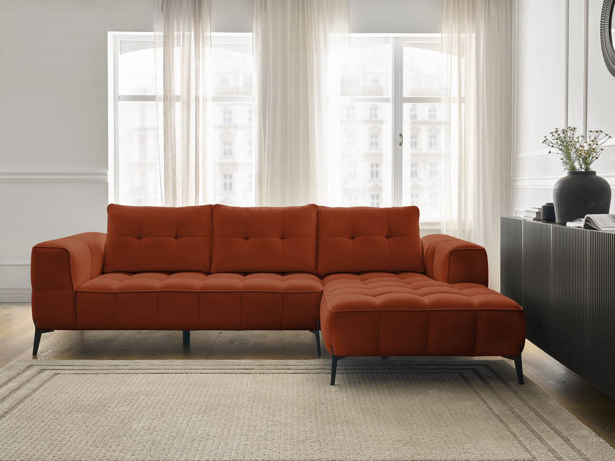 Bobochic Anis Ecksofa Strukturstoff Orange Ecke rechts