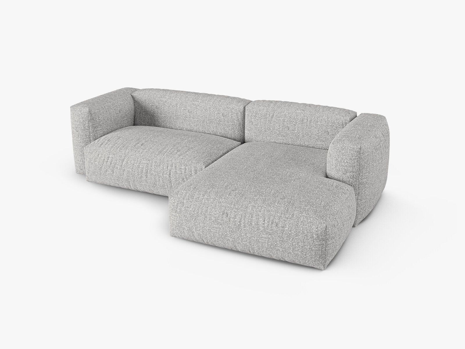 Micadoni Ecksofa Martina 2-Sitzer 90cm Sitztiefe Rechts Boucle Monet Silber