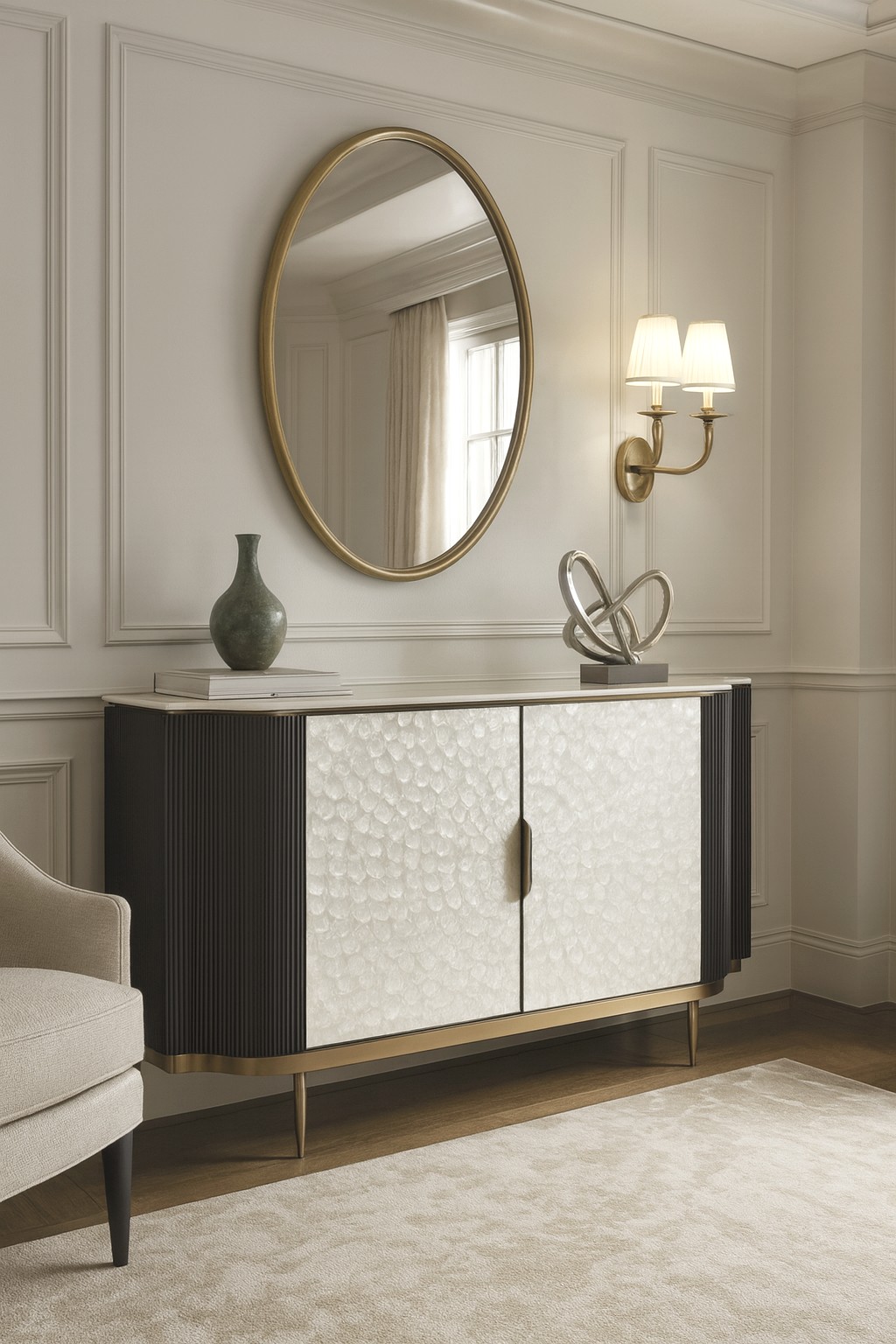 Livin Hill Sideboard Stilig 150 cm Dunkelgraphit, Platte Weiß