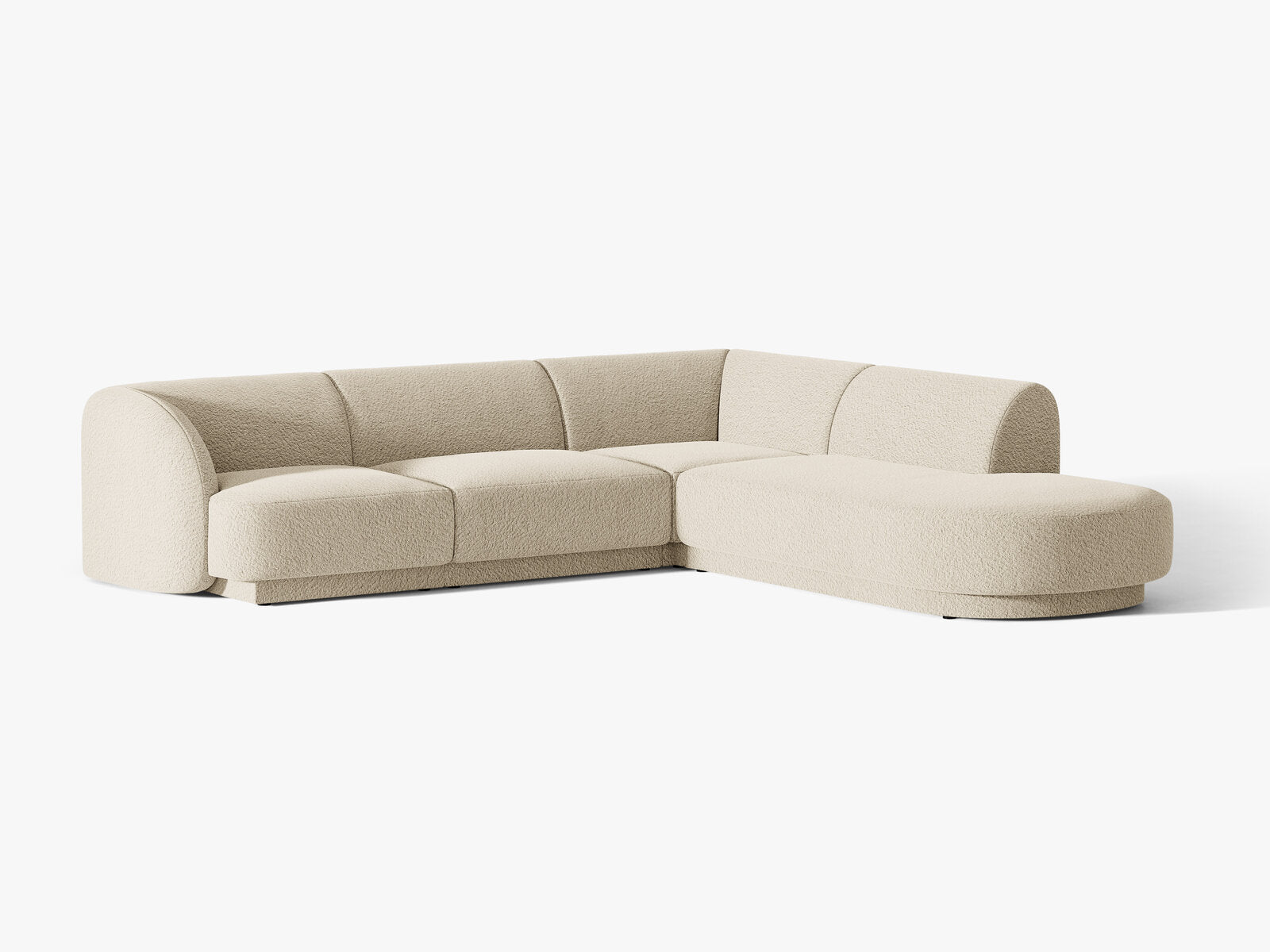 Micadoni Ecksofa Miley 6-Sitzer Rechts Boucle Baloo Beige