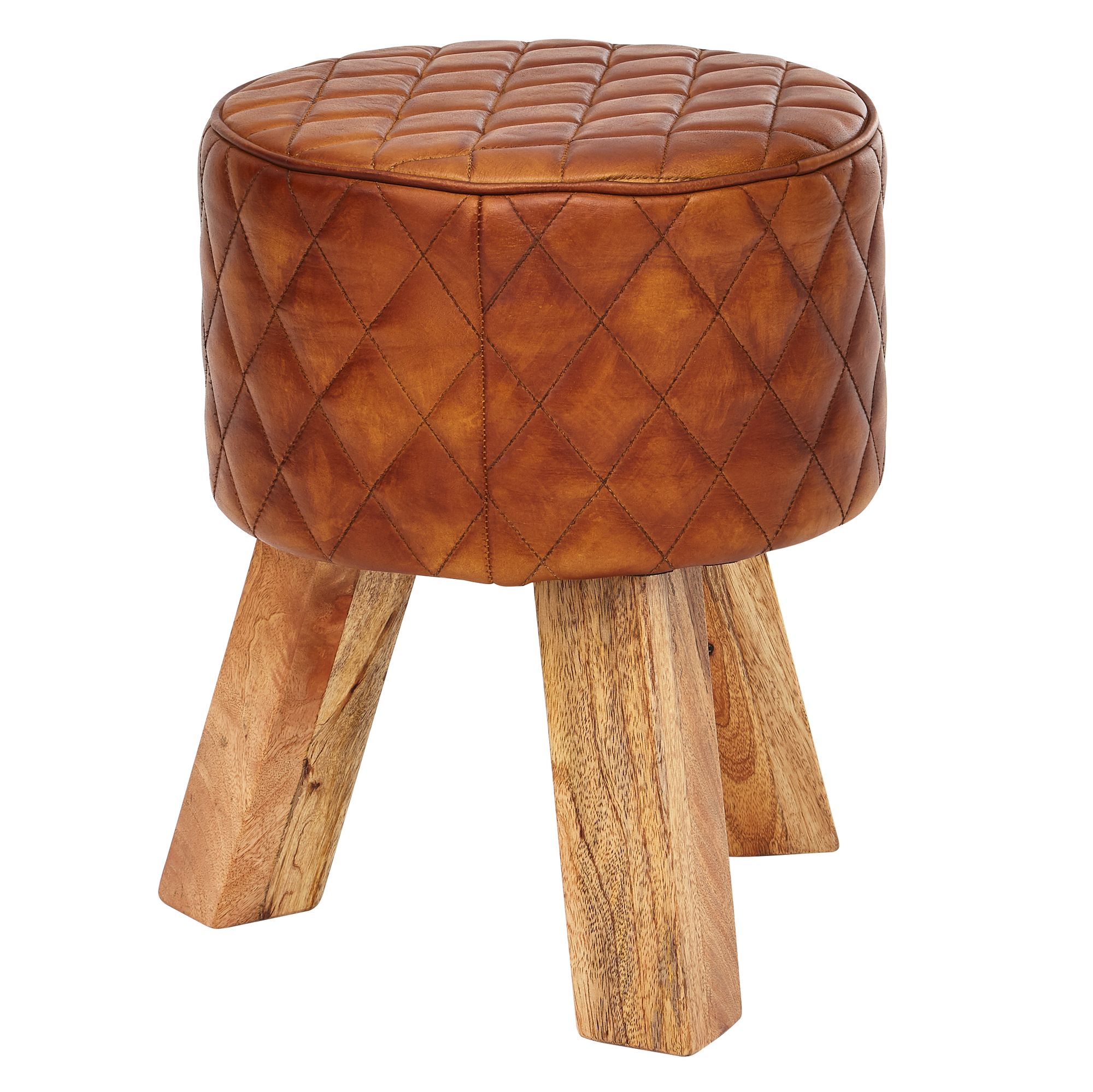 Sitzhocker Tistrup Echtleder Braun Ø 35 cm