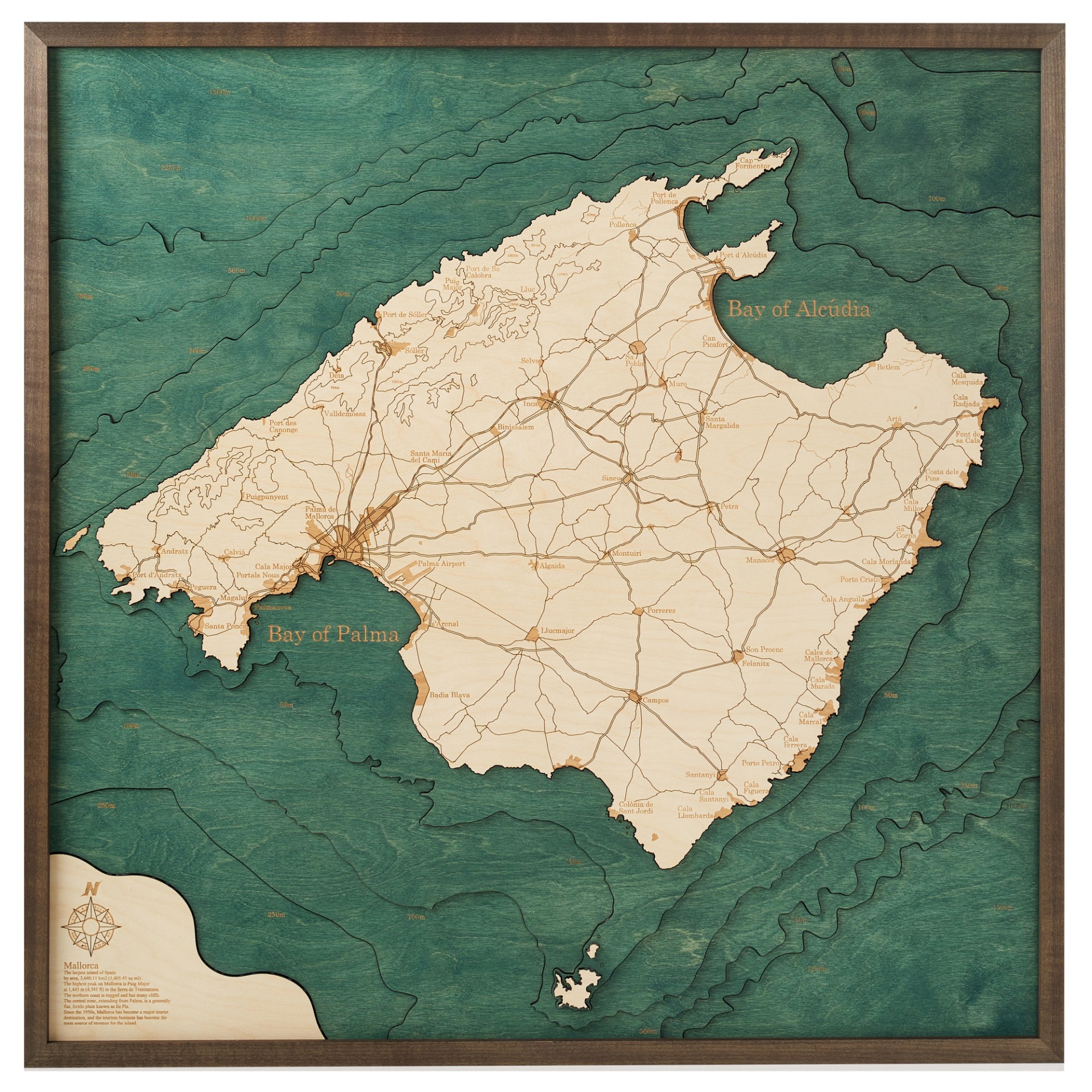 Cutting Brothers 3D Holz-Wandkarte Mallorca 76 x 76 moebelfaktor