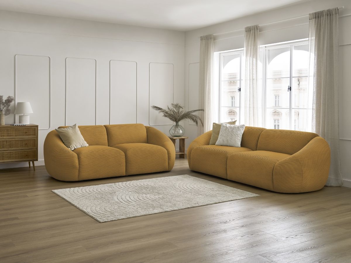 Bobochic Tina Sofa 5-Sitzer Cordsamt Gelb