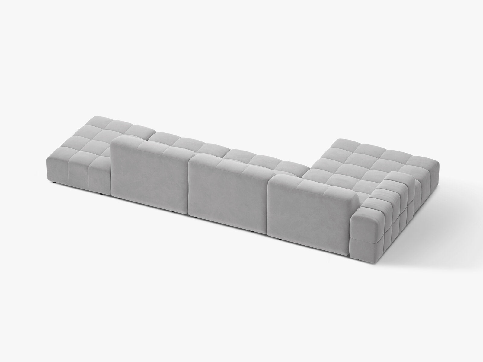 Micadoni Ecksofa Jennifer 5-Sitzer Links Samt Bluvel Silber