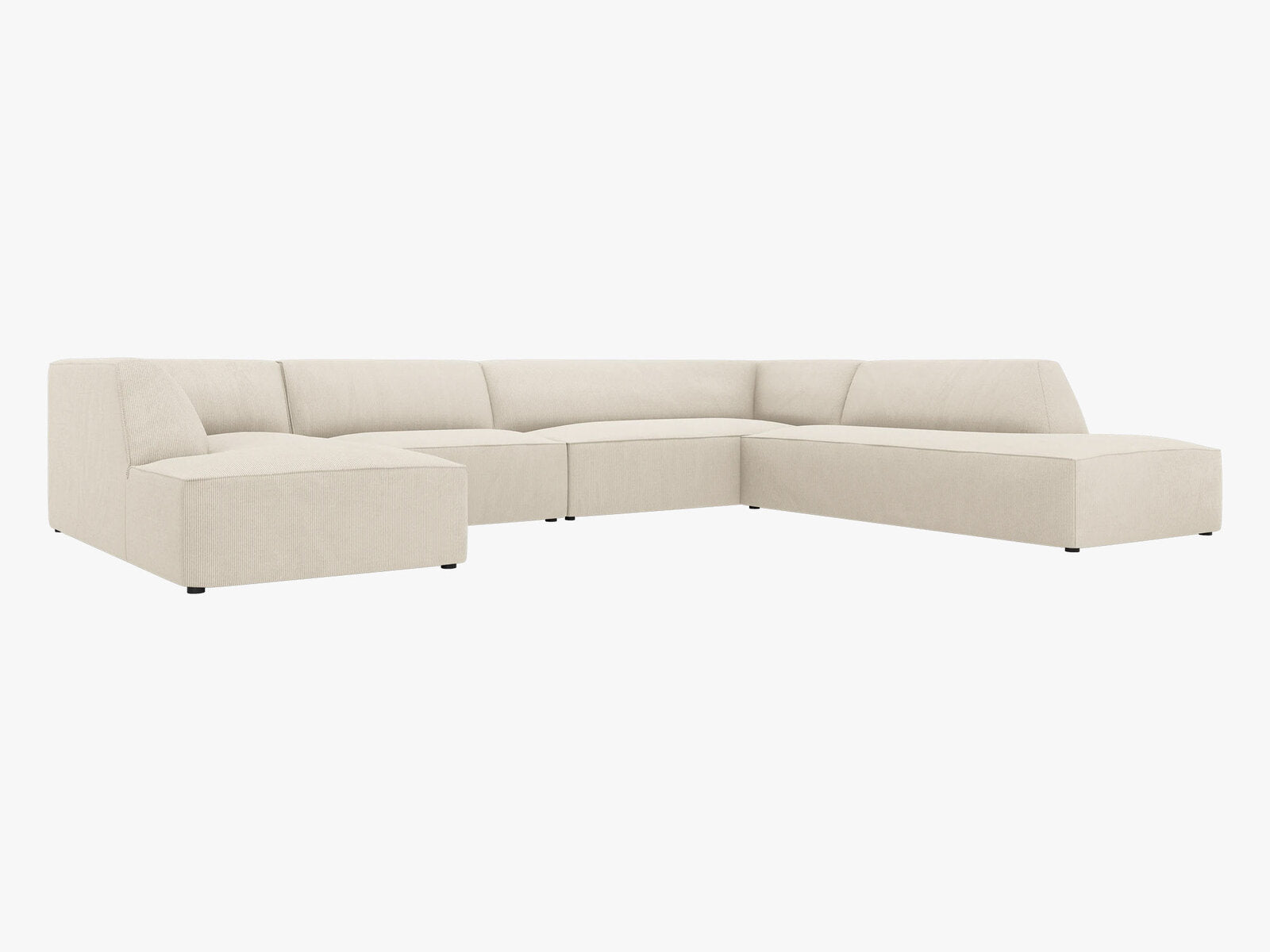 Micadoni Panorama-Ecksofa Ruby 7-Sitzer Rechts Kord Scala Helles Beige