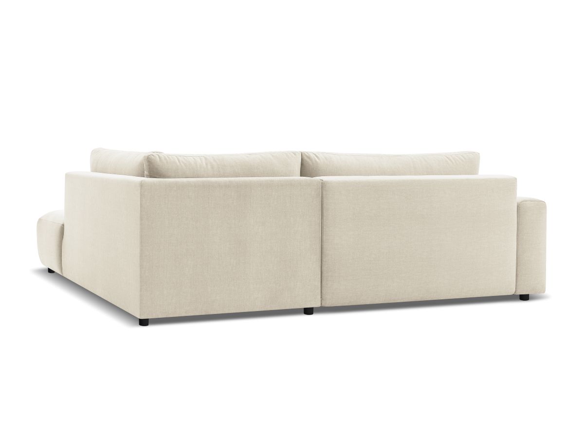 Bobochic Arsene Ecksofa mit Schlaffunktion und Bettkasten und Pouf 277 × 200 cm Samt Beige Ecke rechts