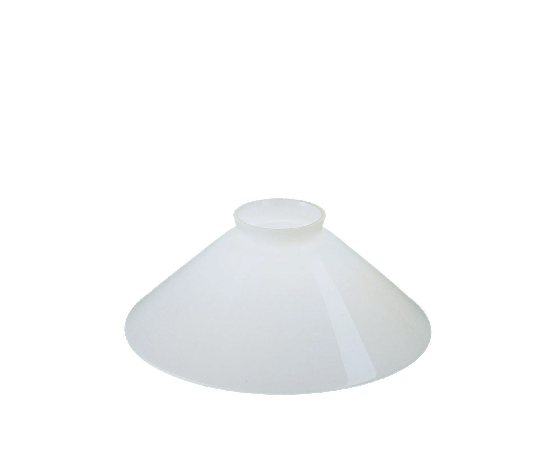 Berliner Messinglampen Glasschirm Nr. 17 Kegelform, Opalglas weiß glänzend