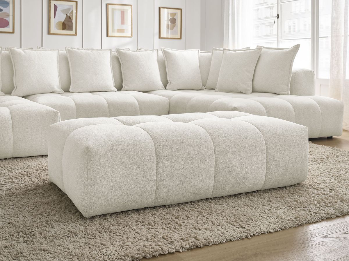 Bobochic Everest Wohnlandschaft mit Pouf, 14 Kissen Melange-Stoff Weiß Ecke links