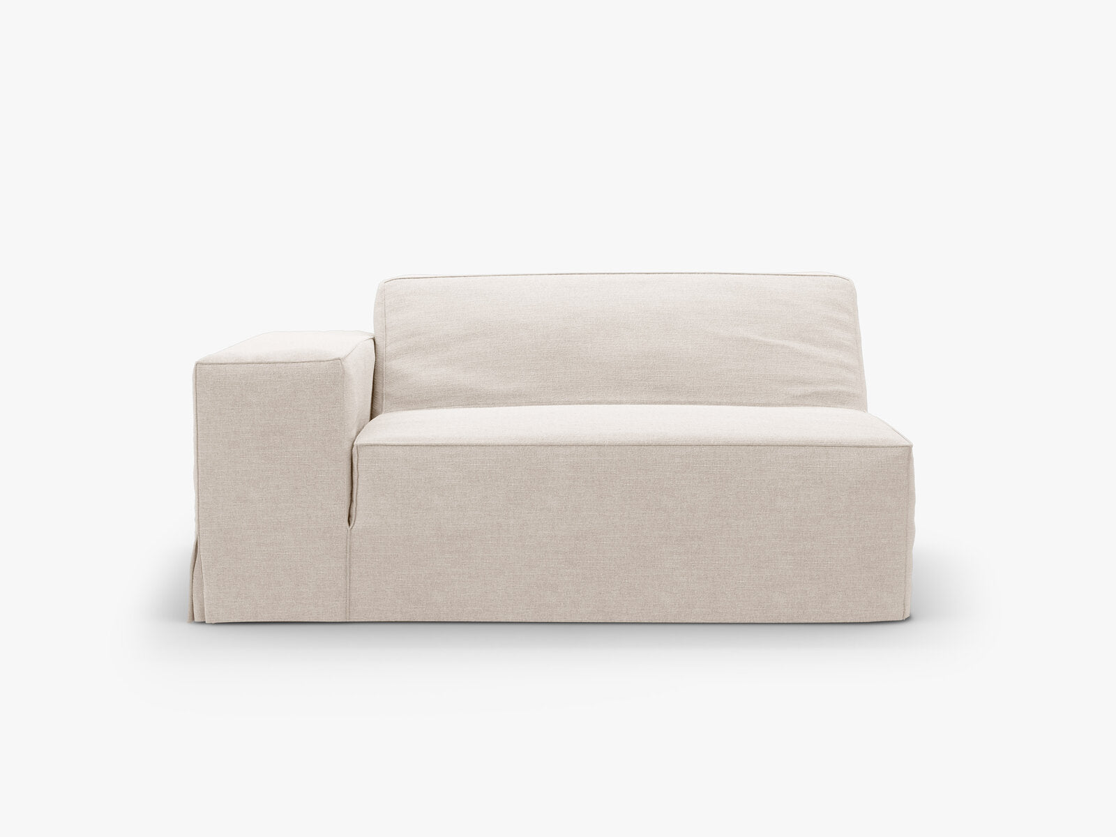 Micadoni Eckmodul groß mit Armlehne Jodie 1-Sitzer Links Strukturierter Stoff Lins Beige