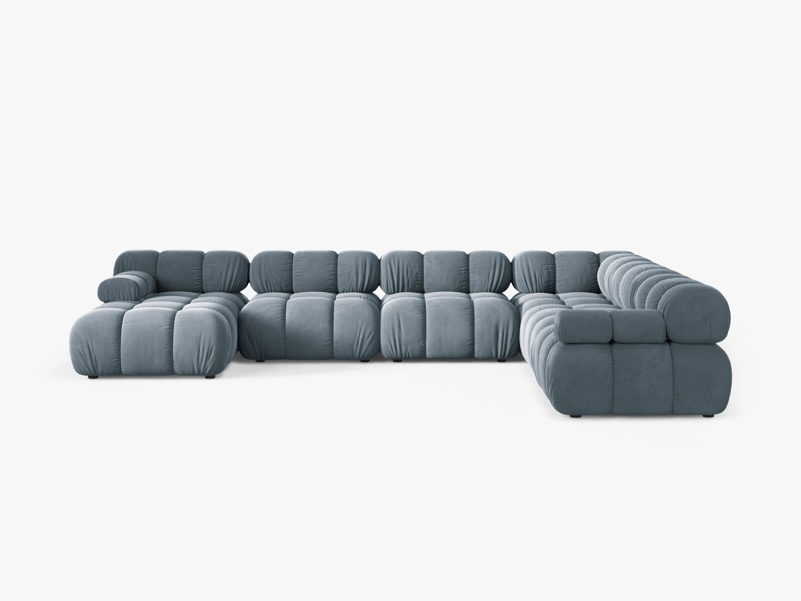Micadoni Modulares Panorama Ecksofa Bellis 8-Sitzer Rechts Samt Bluvel Hellblau