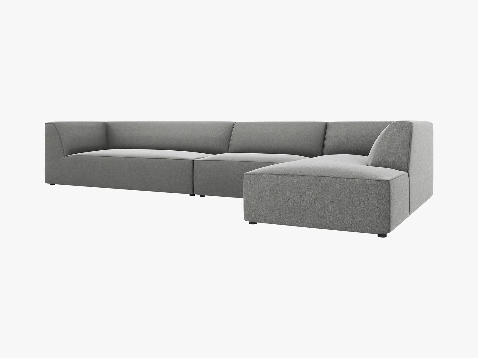 Micadoni Ecksofa Ruby 5-Sitzer Rechts Samt Salvador Grau