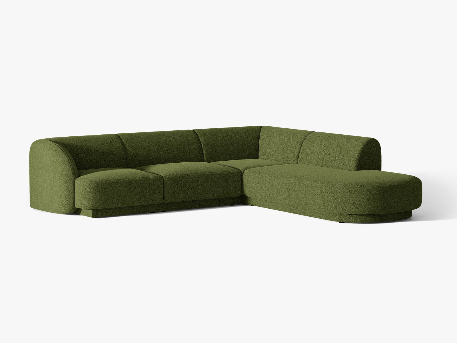 Micadoni Ecksofa Miley 6-Sitzer Rechts Boucle Baloo Dunkel-Olivgrün