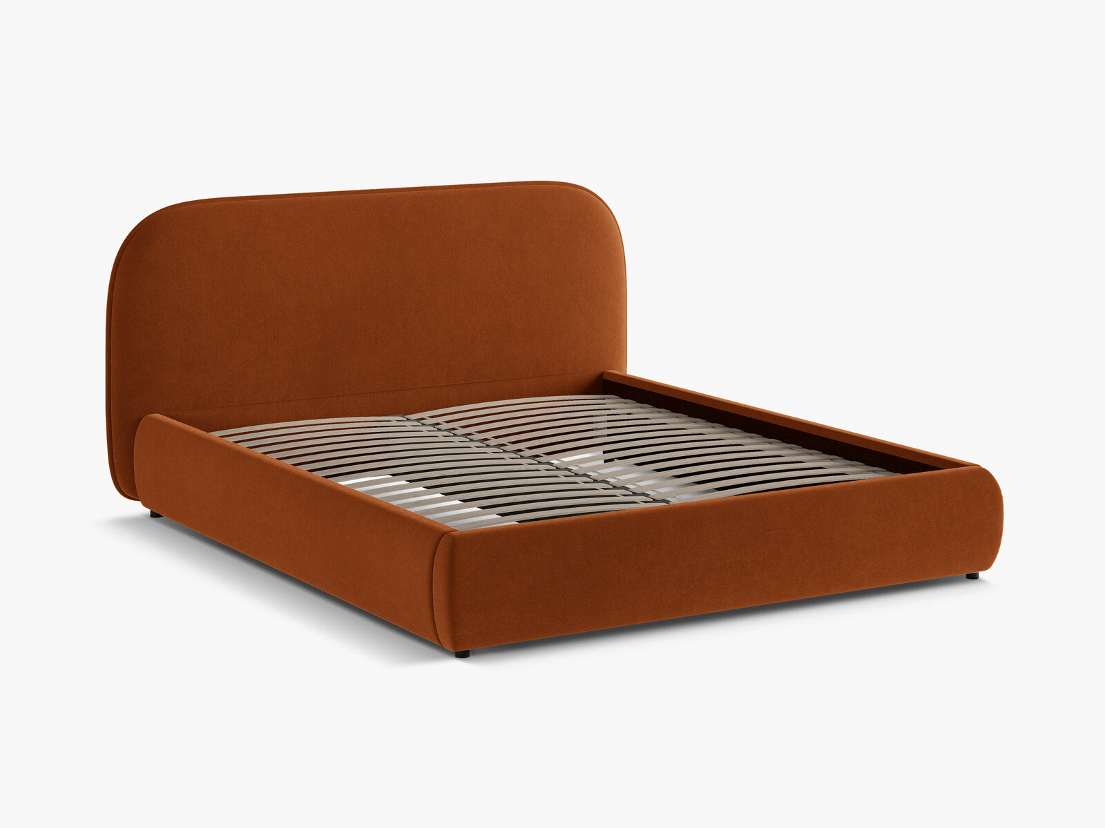 Micadoni Murada Bett mit Kopfteil Samt Salvador Terrakotta 140x200