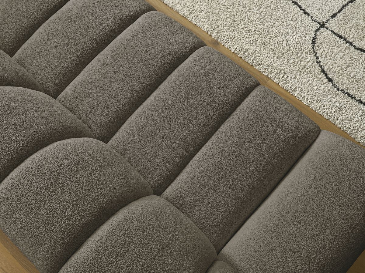Bobochic Hayden Sofa 7-Sitzer mit Pouf Bouclé-Stoff Braun