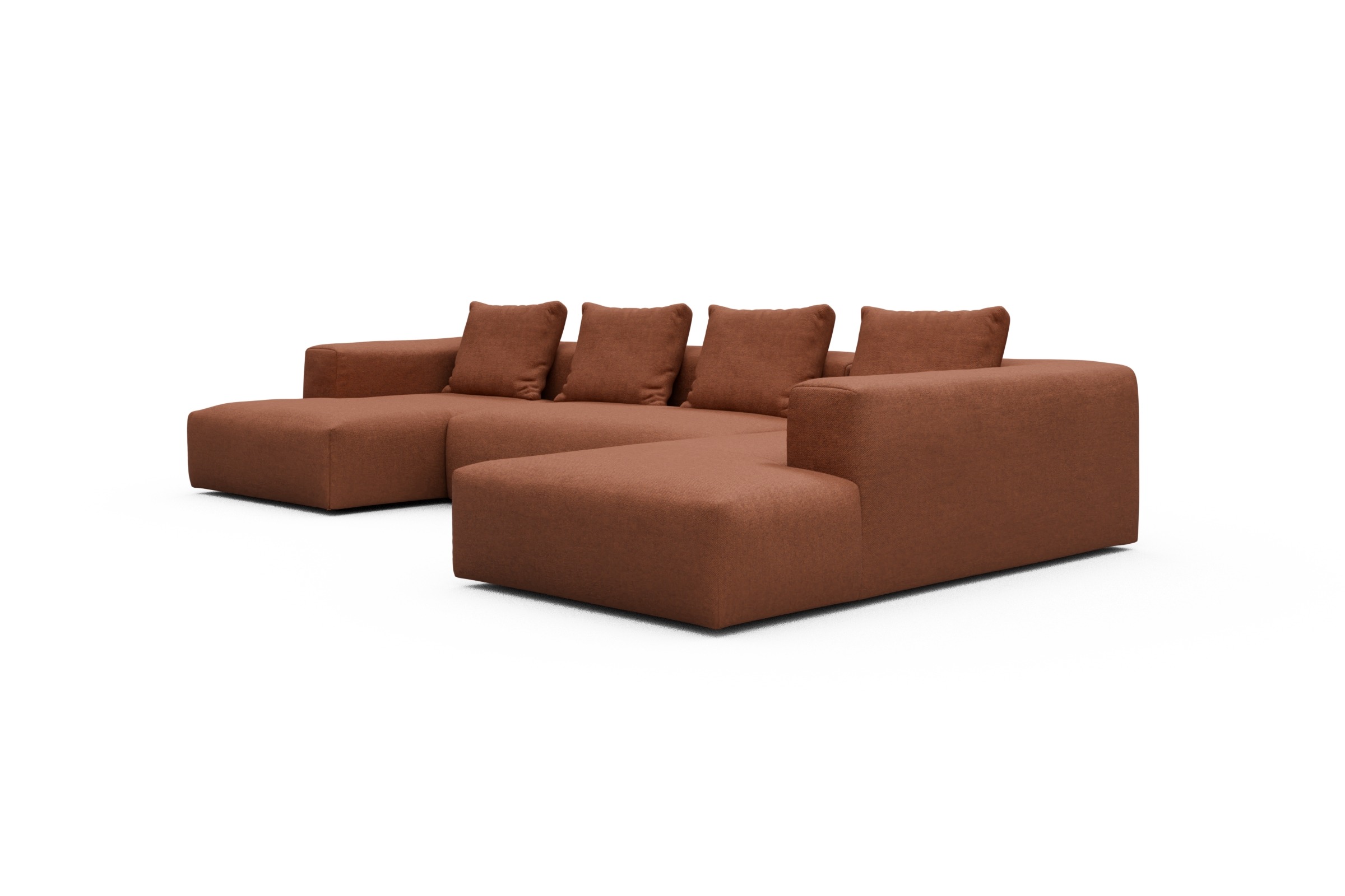 Wohnlandschaft Fred Relax-Ecke rechts mit 2-Sitzer und Chaiselongue links Weda-Rust