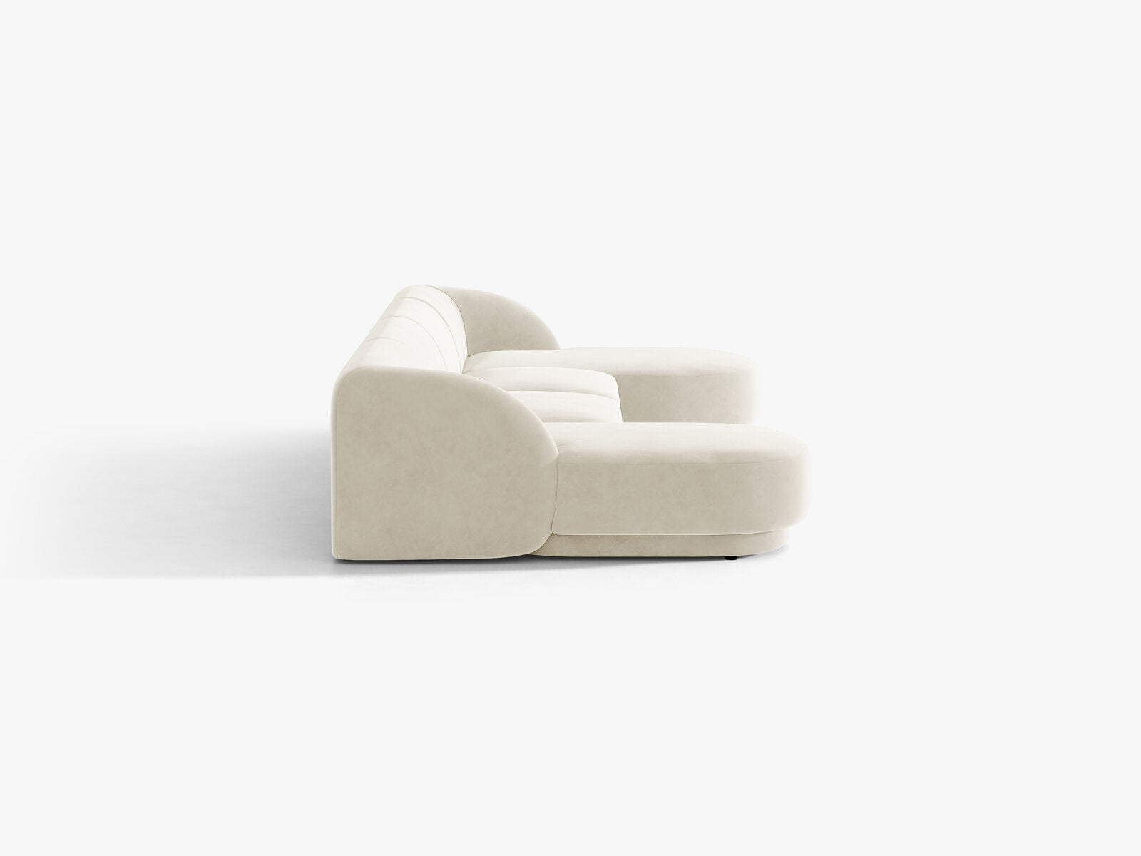 Micadoni Panorama-Sofa Miley 5-Sitzer Samt Bluvel Helles Beige