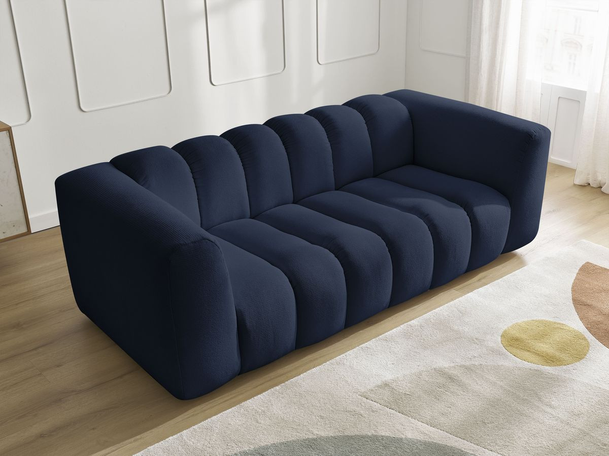 Bobochic Talia Sofa 3-Sitzer Melange-Stoff Dunkelblau