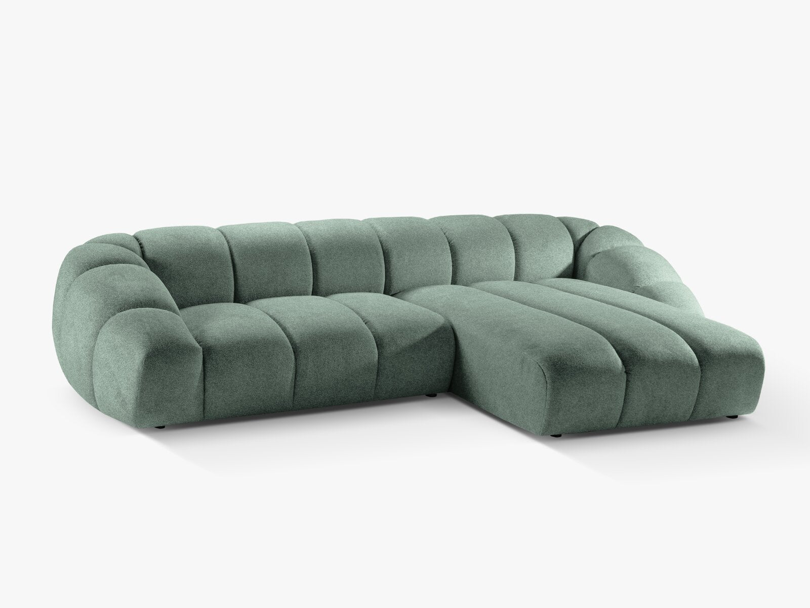 Micadoni Ecksofa Diana 4-Sitzer Rechts Strukturierter Samtstoff Minze