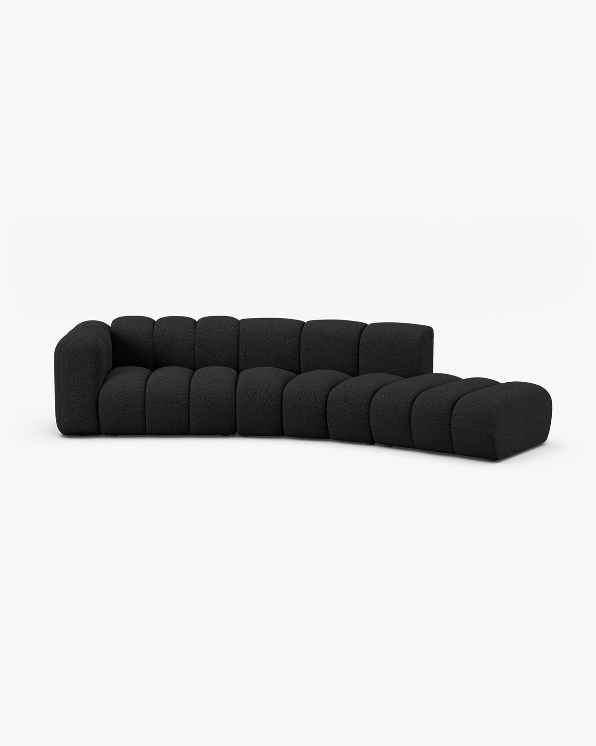 Micadoni Modulares Sofa Lupine 5-Sitzer Rechts Boucle Baloo Schwarz