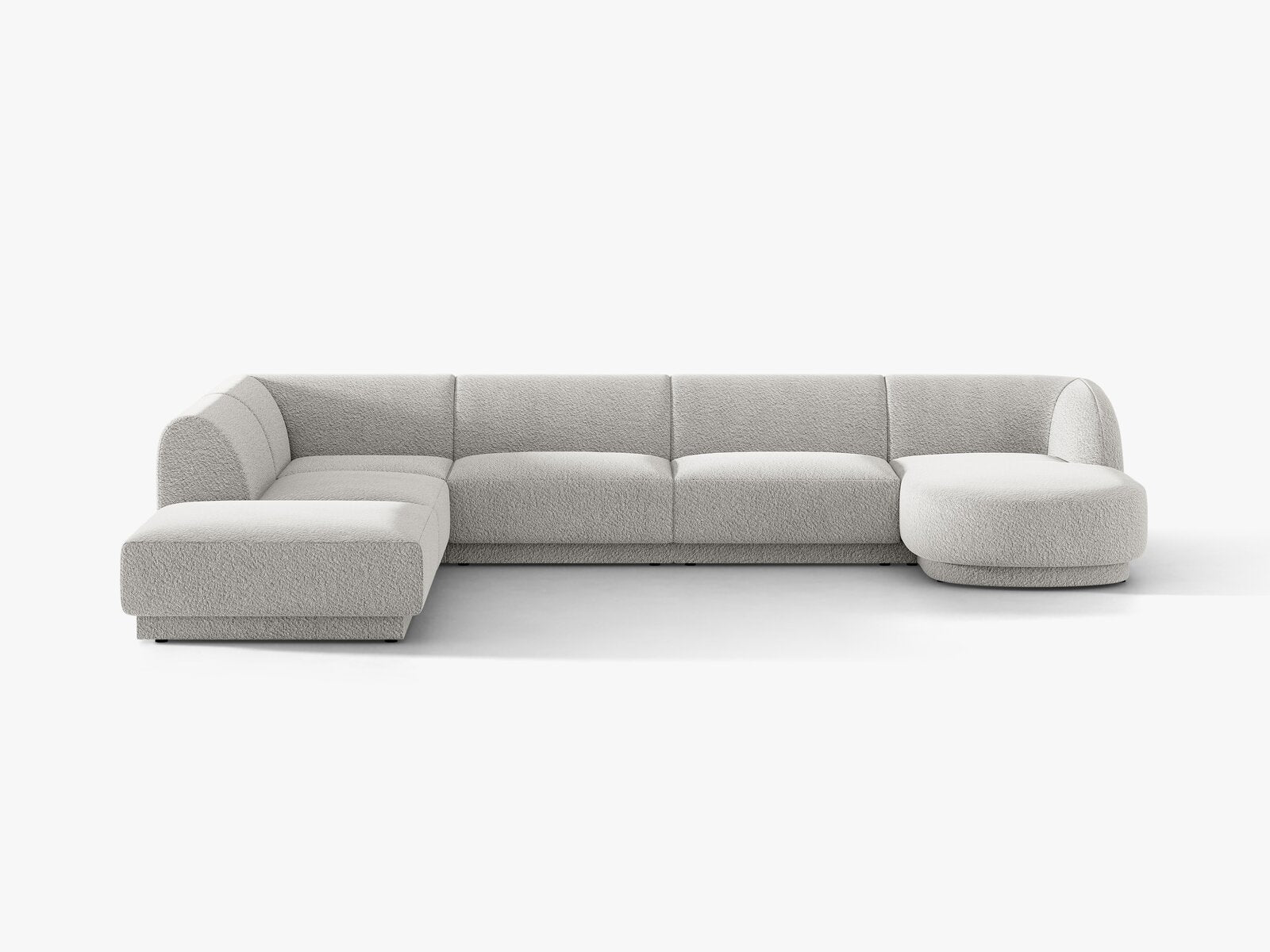 Micadoni Panorama-Ecksofa Miley 6-Sitzer Links Boucle Baloo Hellgrau