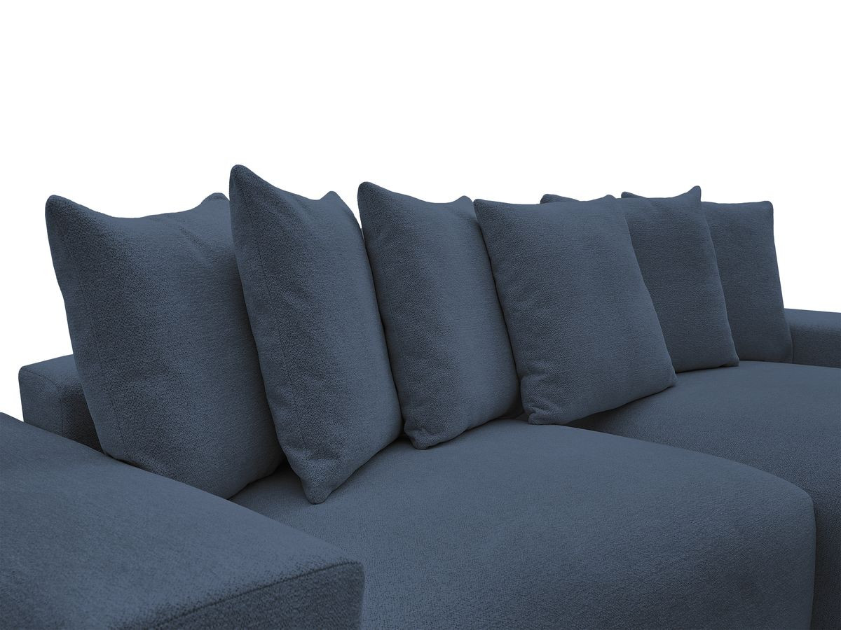 Bobochic Voltaire Ecksofa mit Schlaffunktion und Bettkasten Melange-Stoff Dunkelblau