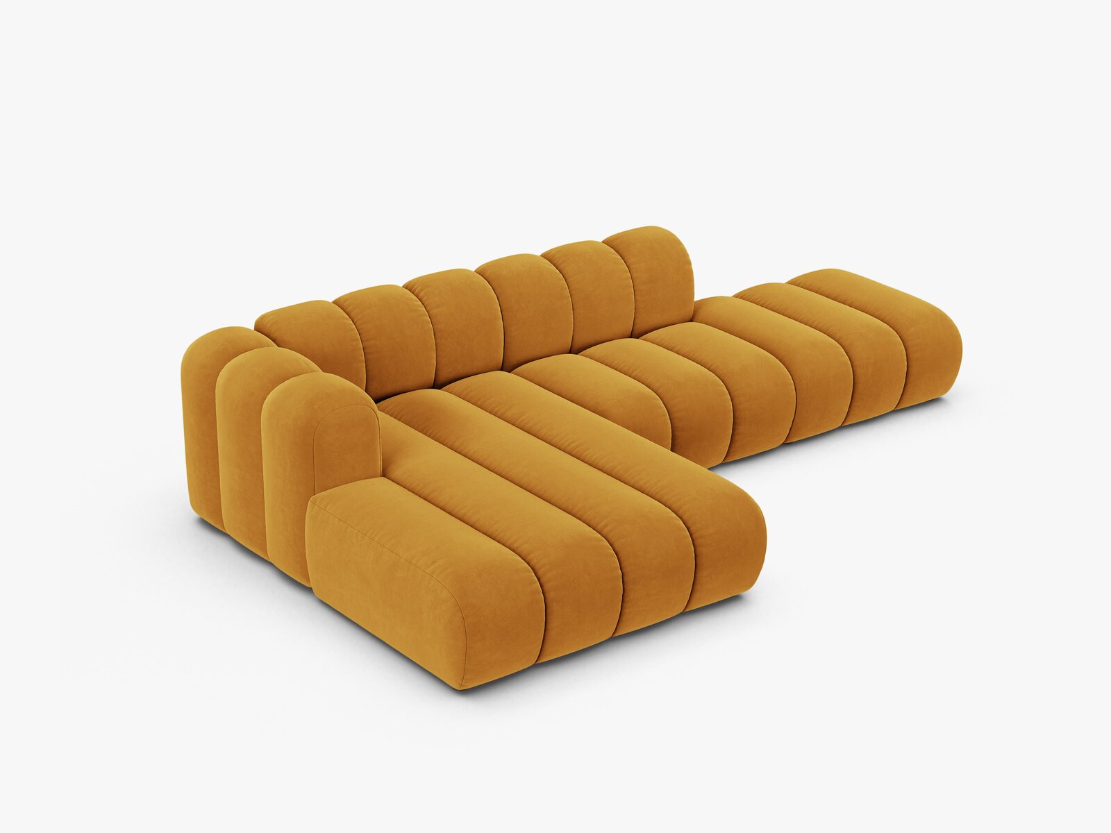 Micadoni Modulares Ecksofa offen Lupine 5-Sitzer Samt Venus Gelb Links