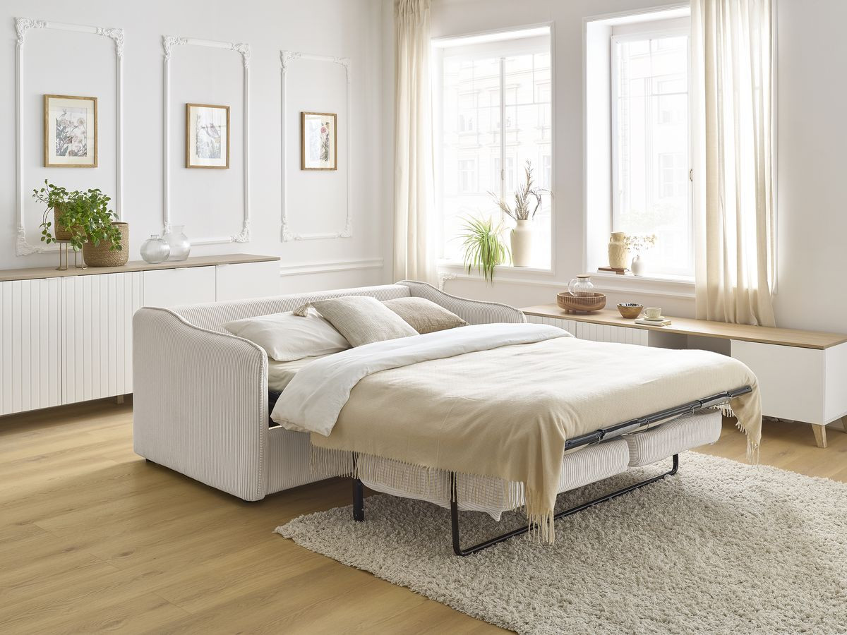Bobochic Lenny Schlafsofa 3-Sitzer Cordsamt Beige