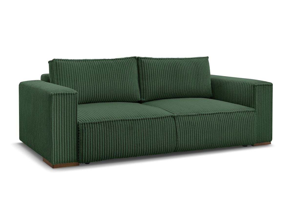 Bobochic Chelsea Schlafsofa 3-Sitzer mit Bettkasten Breitcord weich Grün