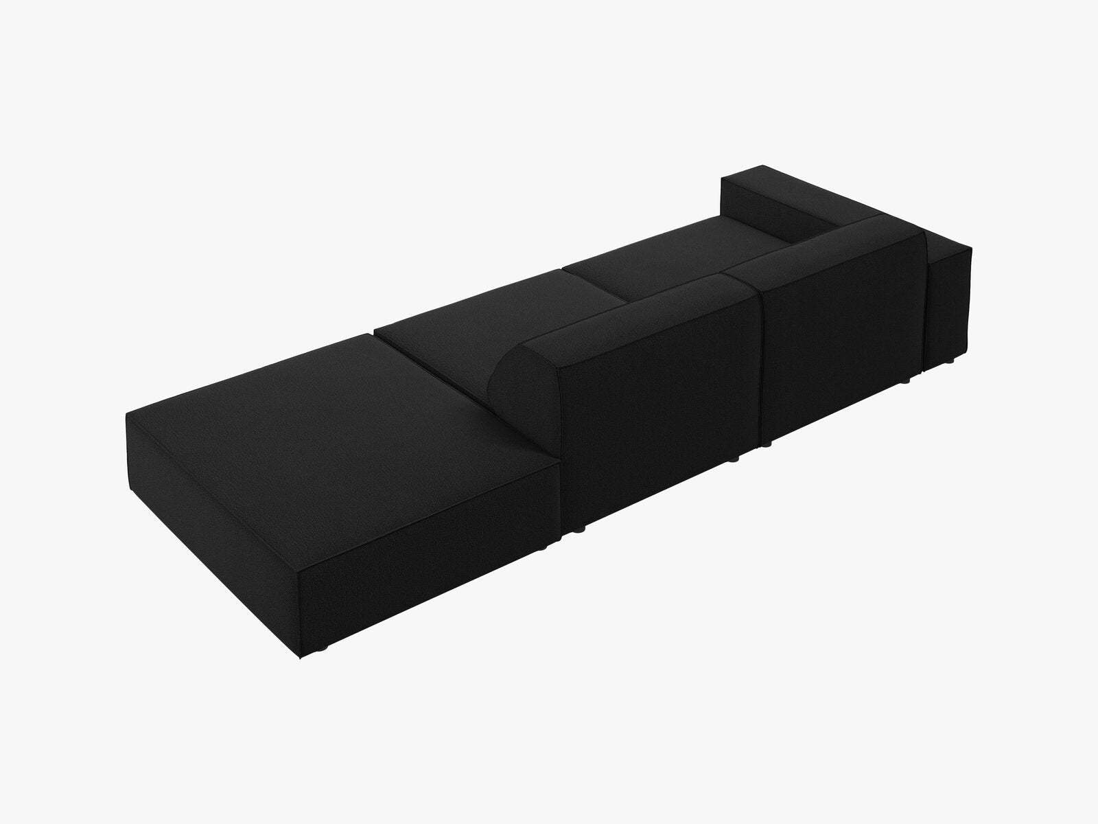 Micadoni Sofa Jodie 3-Sitzer Rechts Strukturierter Stoff Megan Schwarz