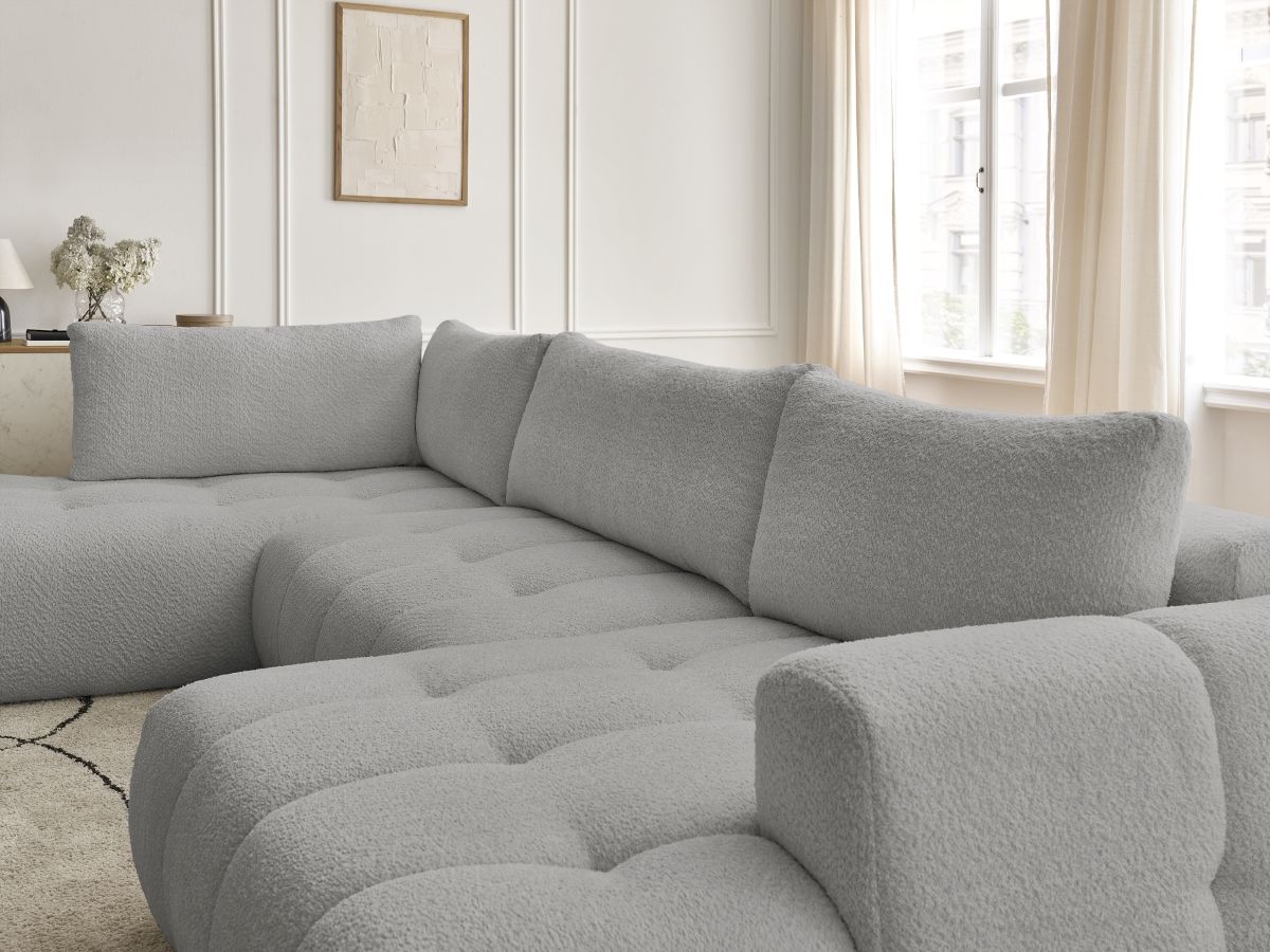 Bobochic Fuji Wohnlandschaft Bouclé-Stoff Hellgrau Ecke rechts