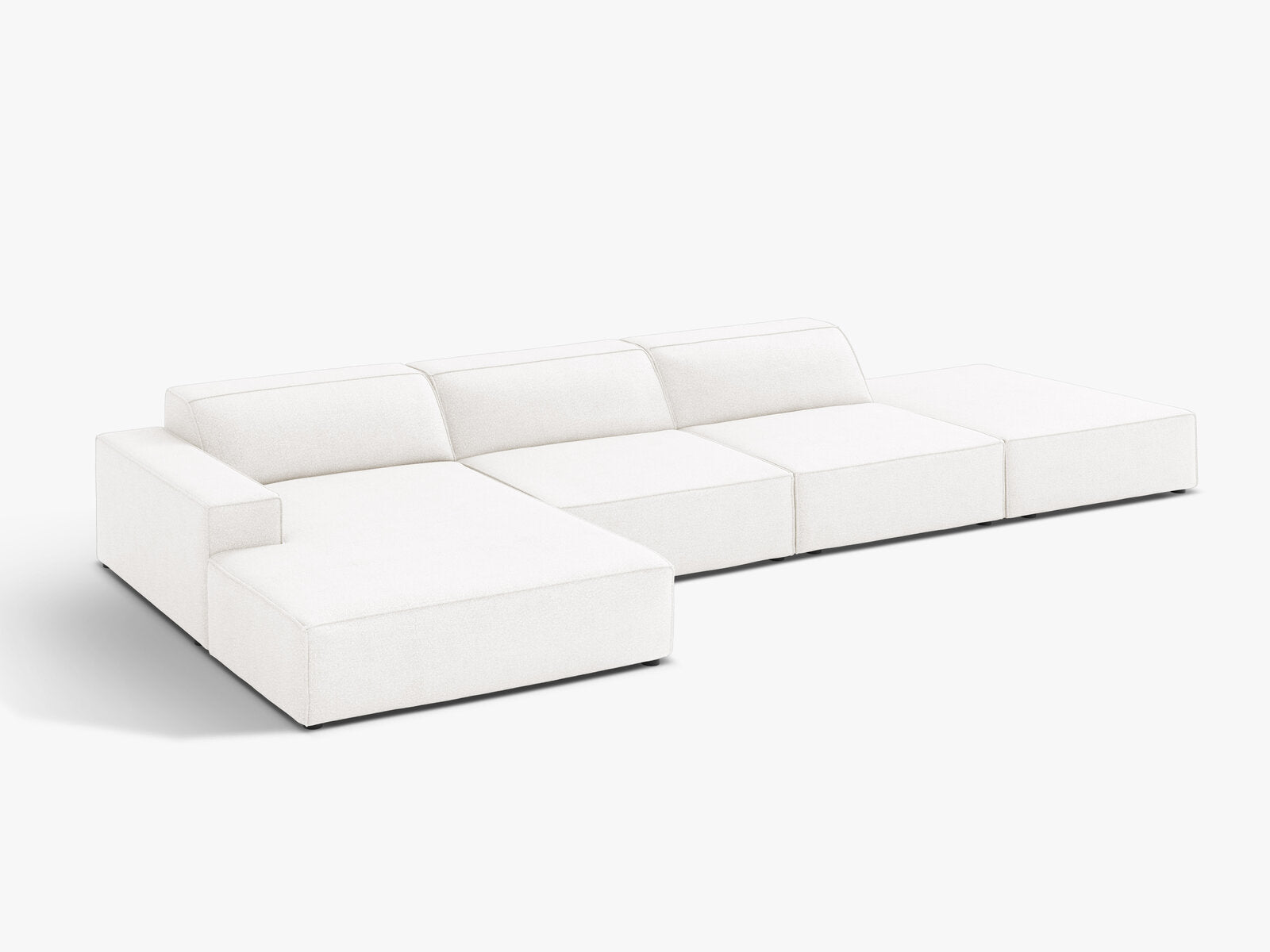 Micadoni Ecksofa Jodie 5-Sitzer Links Boucle Baloo Weiß