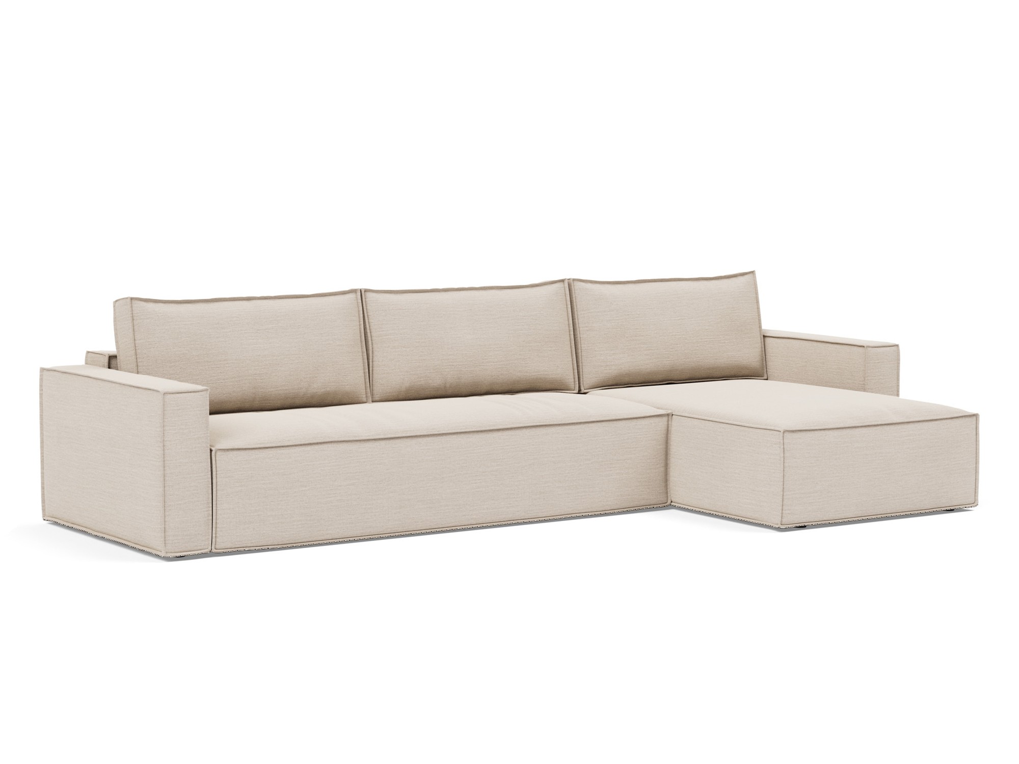 Schlafsofa Newilla mit Chaiselongue Webstoff Blida 612-Sand-Grey