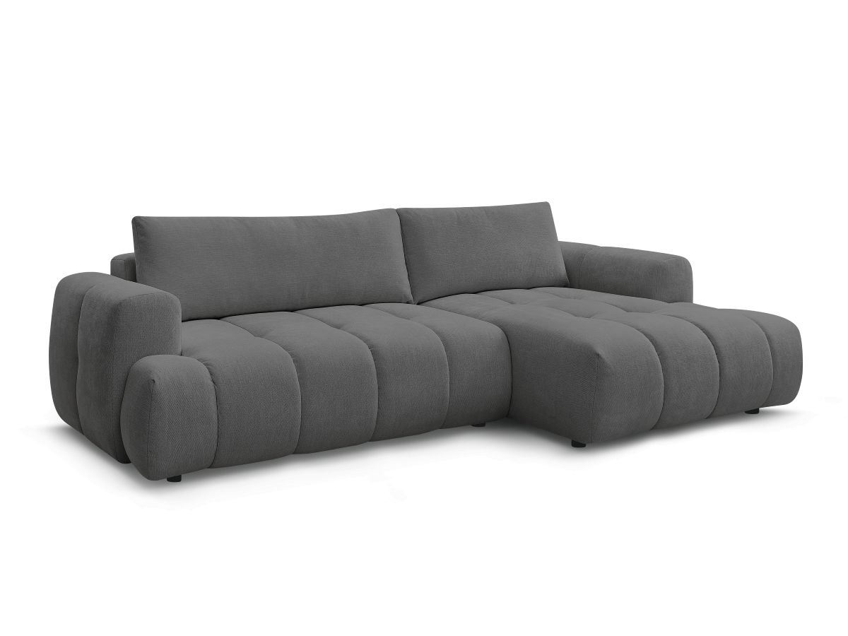 Bobochic Fuji Ecksofa mit Schlaffunktion und Bettkasten 292 × 160 cm Stoff Dunkelgrau Ecke rechts