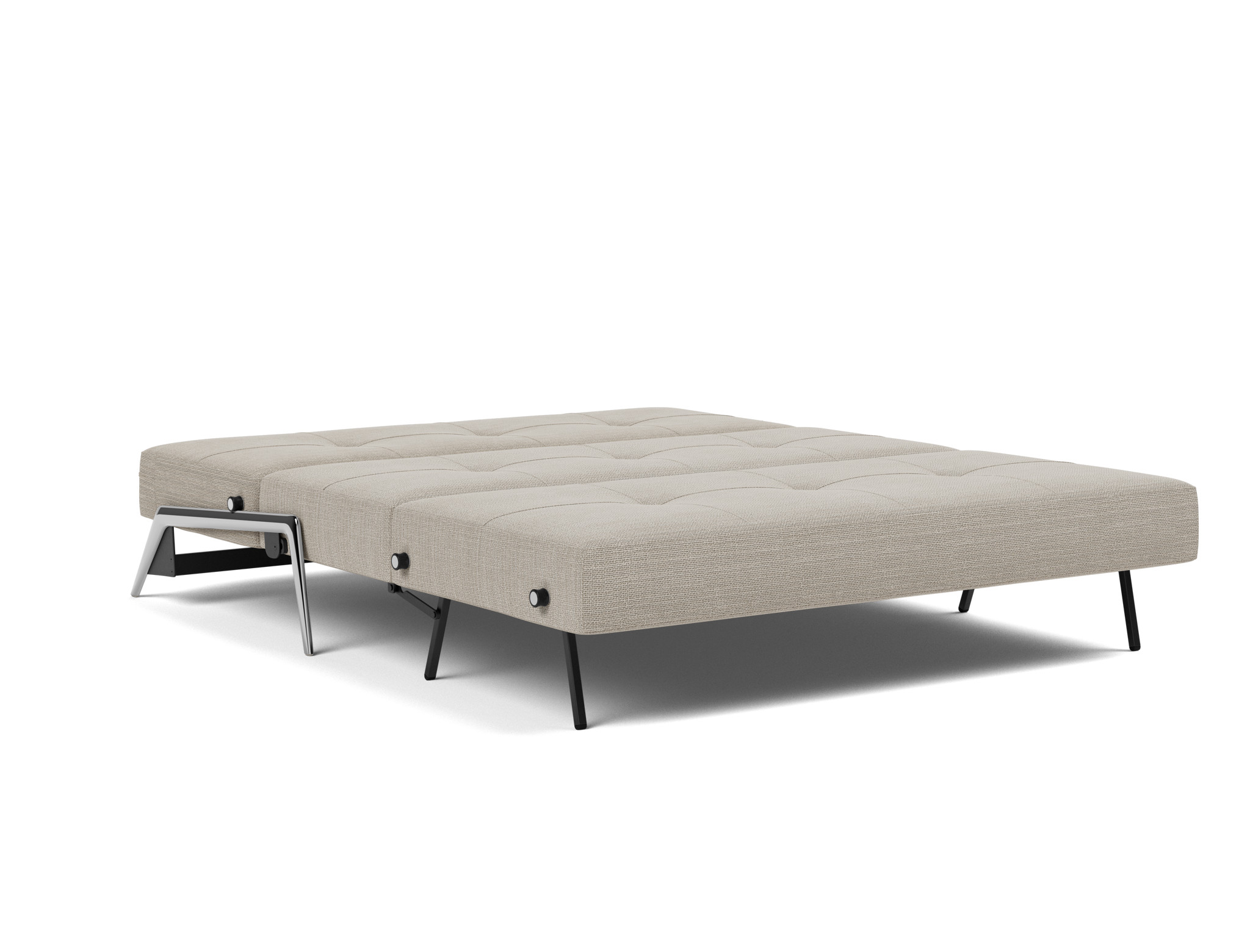 Schlafsofa Cubed 160 Strukturierter Stoff Kenya 579-Gravel Beine Aluminium