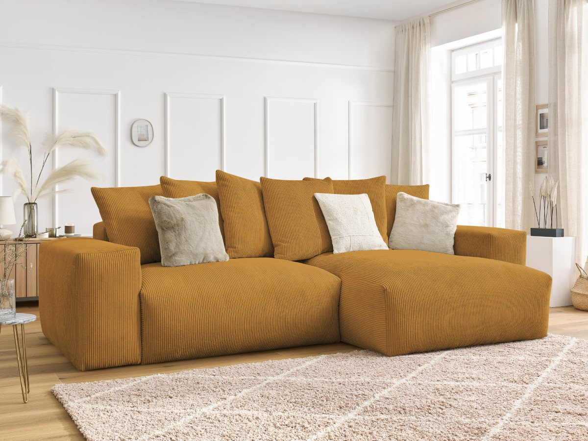 Bobochic Voltaire Ecksofa 310 × 174 cm Cordsamt Gelb