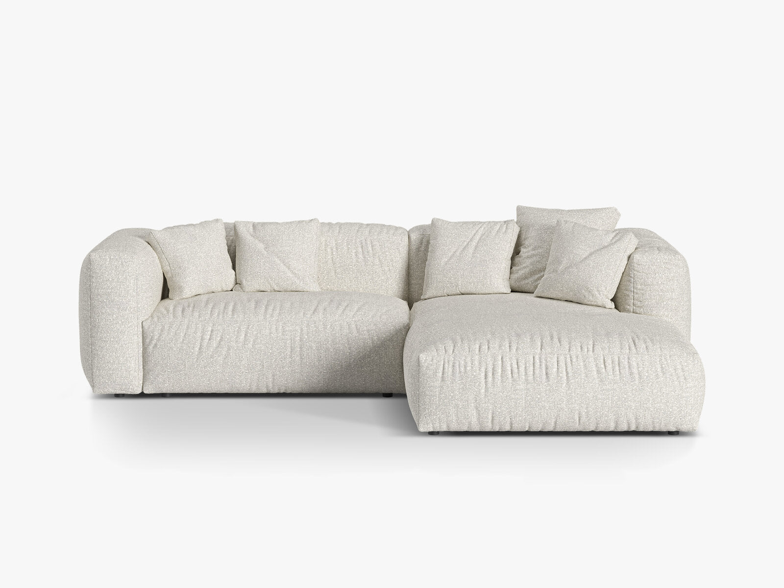 Micadoni Ecksofa Martina 2-Sitzer Rechts Boucle Monet Grau Beige Melange