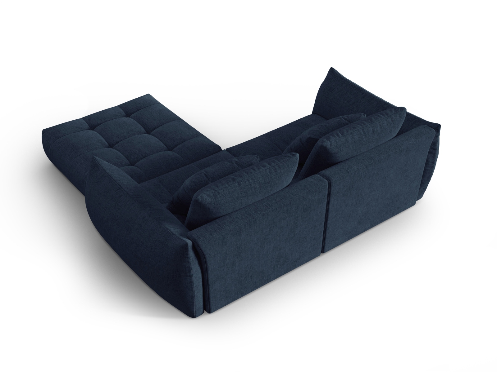 Micadoni Ecksofa Bloom 3-Sitzer Strukturierter Stoff Dunkelblau