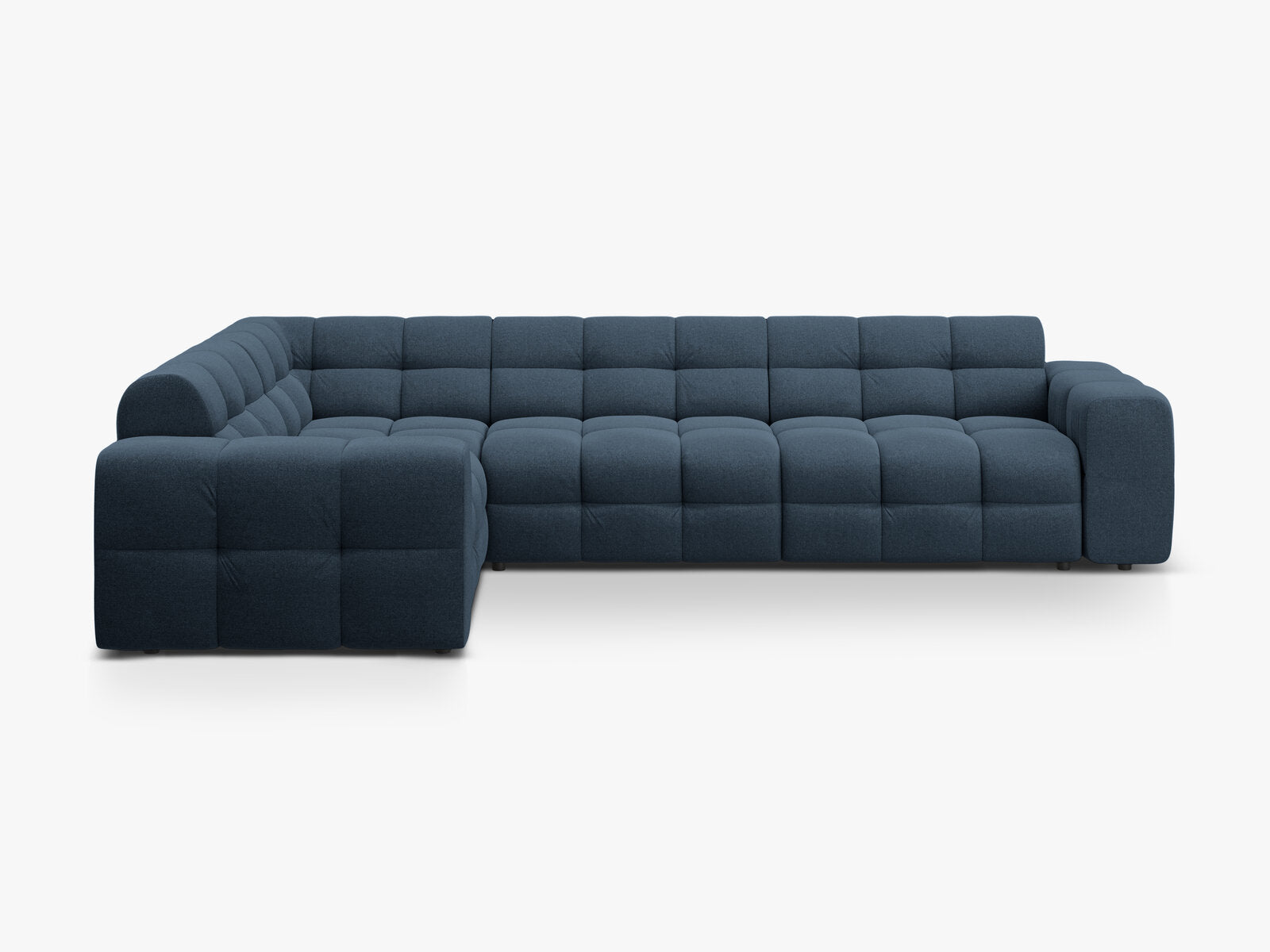 Micadoni Ecksofa Kendal 6-Sitzer Links Strukturierter Stoff Marineblau