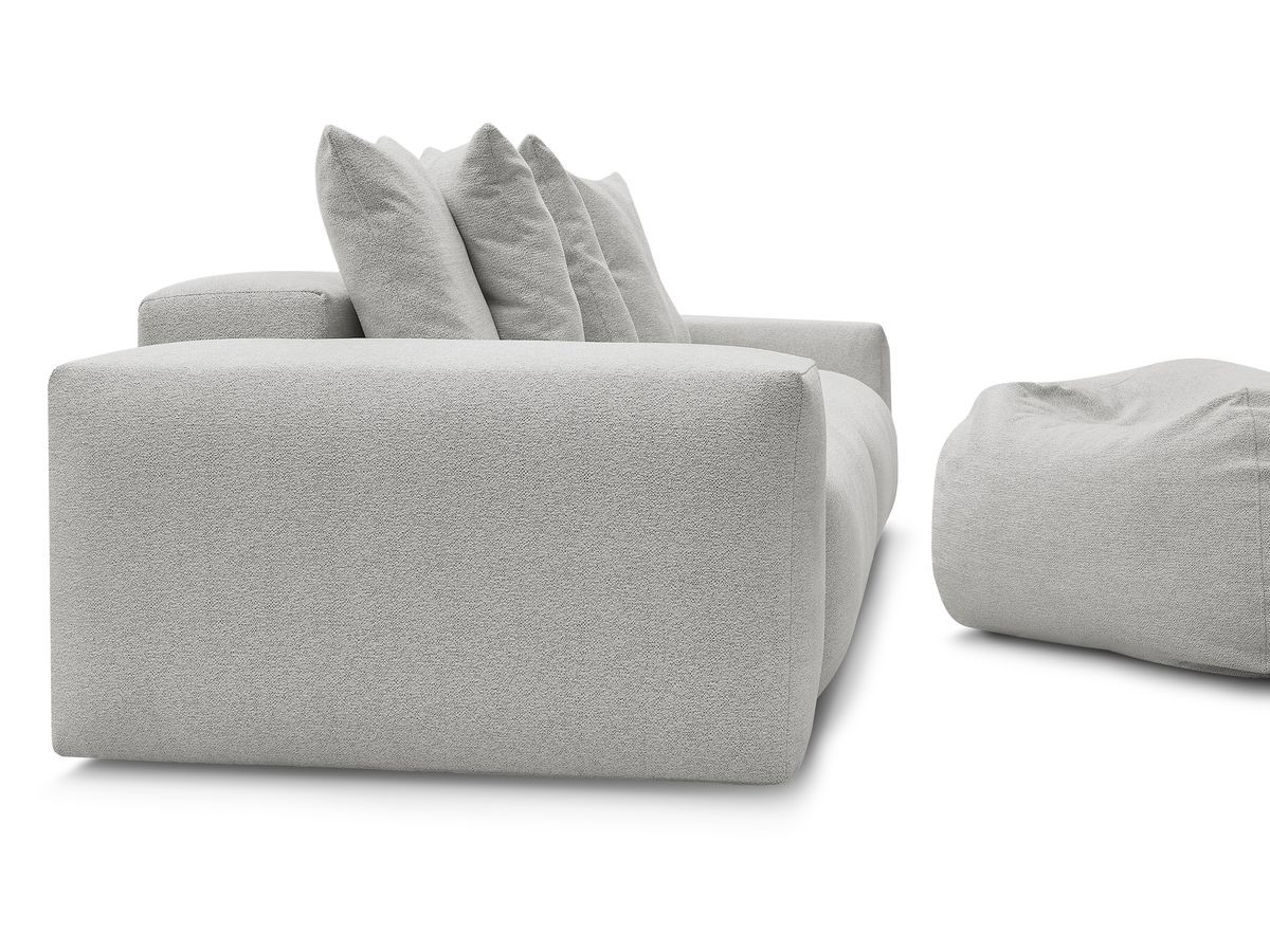 Bobochic Voltaire Sofa 5-Sitzer mit Pouf Melange-Stoff Hellgrau