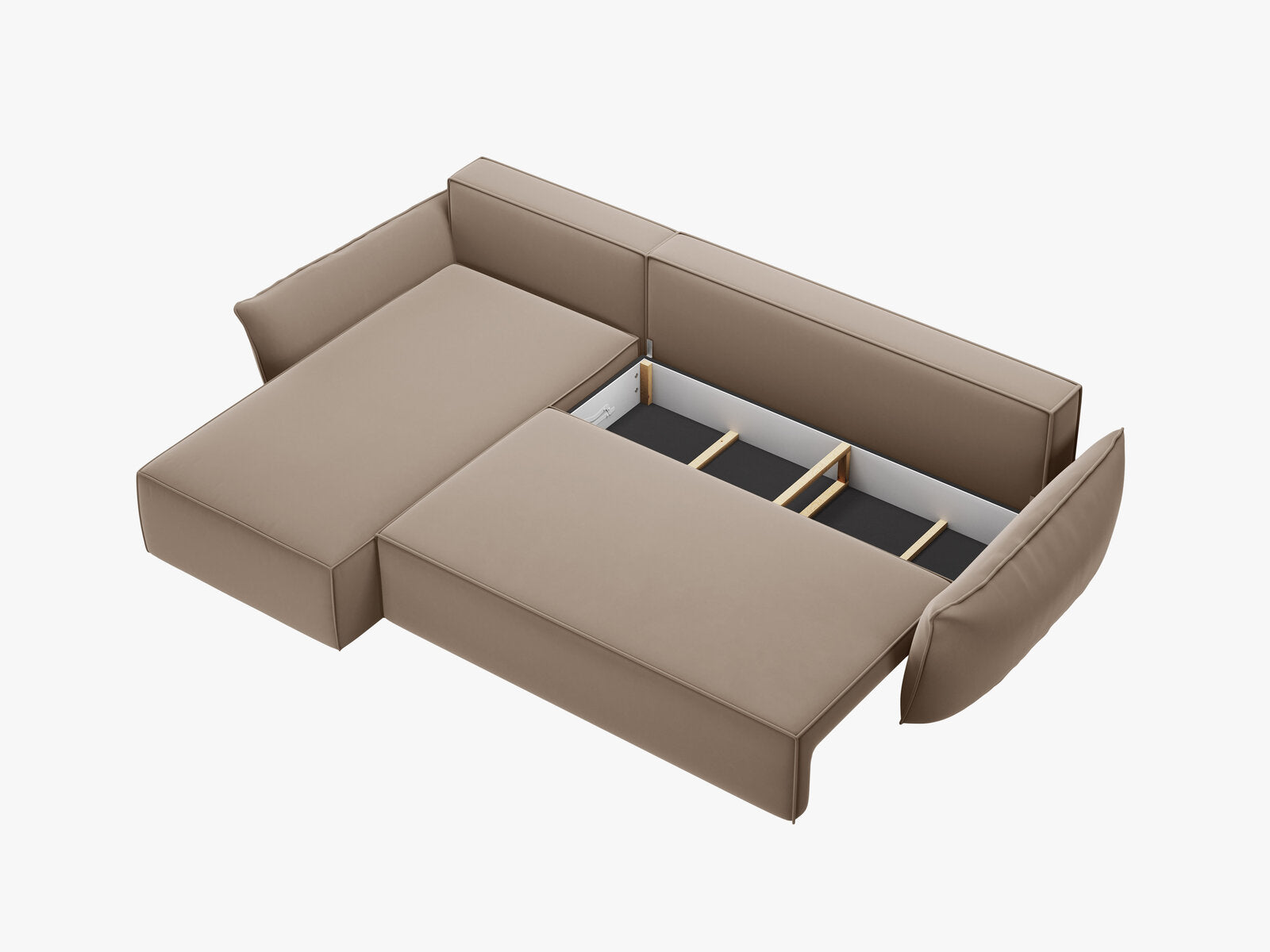 Micadoni Kaelle Ecksofa 4-Sitzer mit Schlaffunktion Links Samt Bluvel Cappuccino