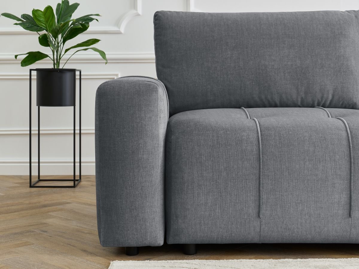 Bobochic Arsene Ecksofa mit Schlaffunktion und Bettkasten 277 × 200 cm Samt Dunkelgrau Ecke rechts