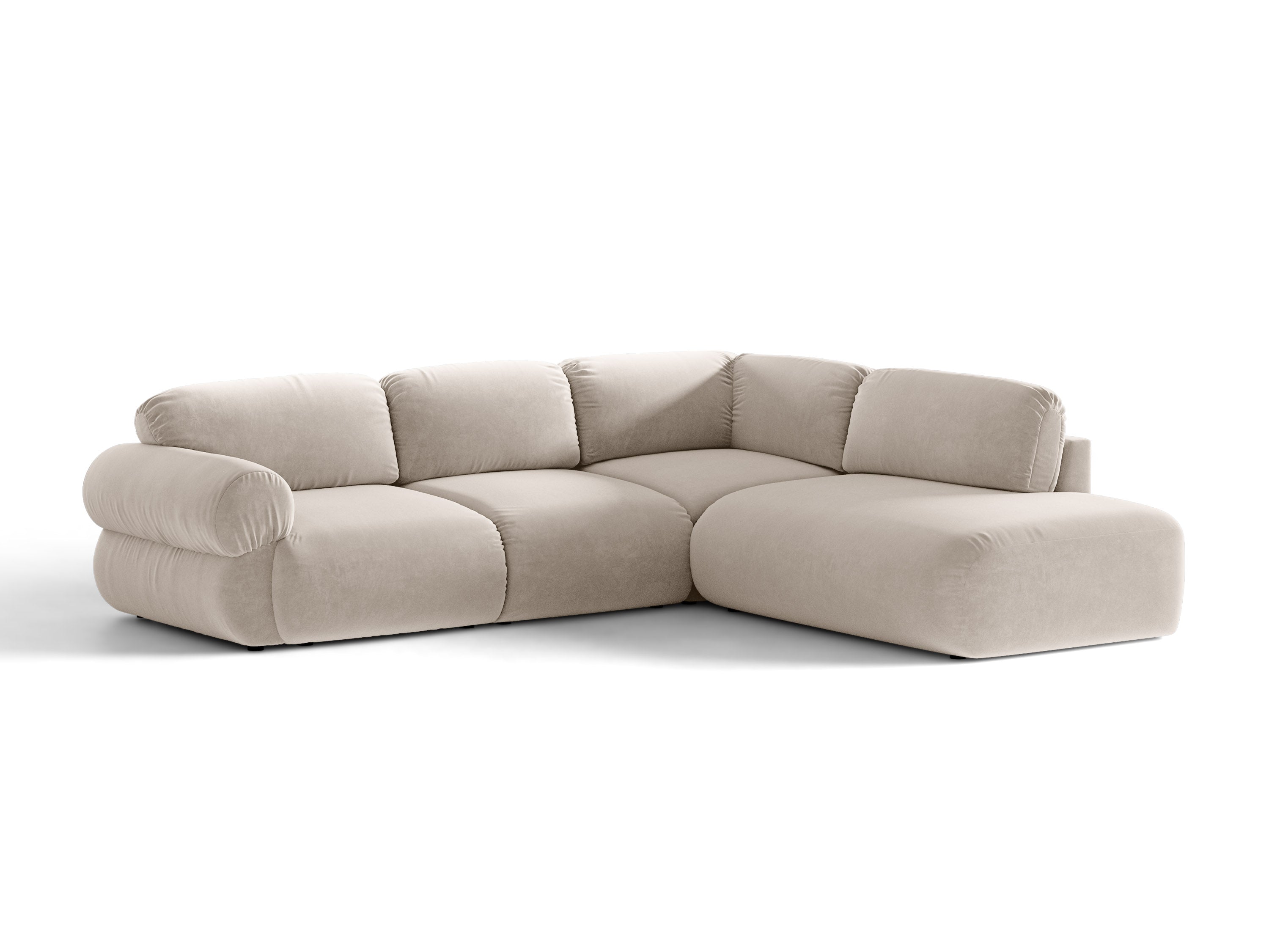 Micadoni Ophelia Ecksofa 289 cm Rechts Samt Salvador Beige