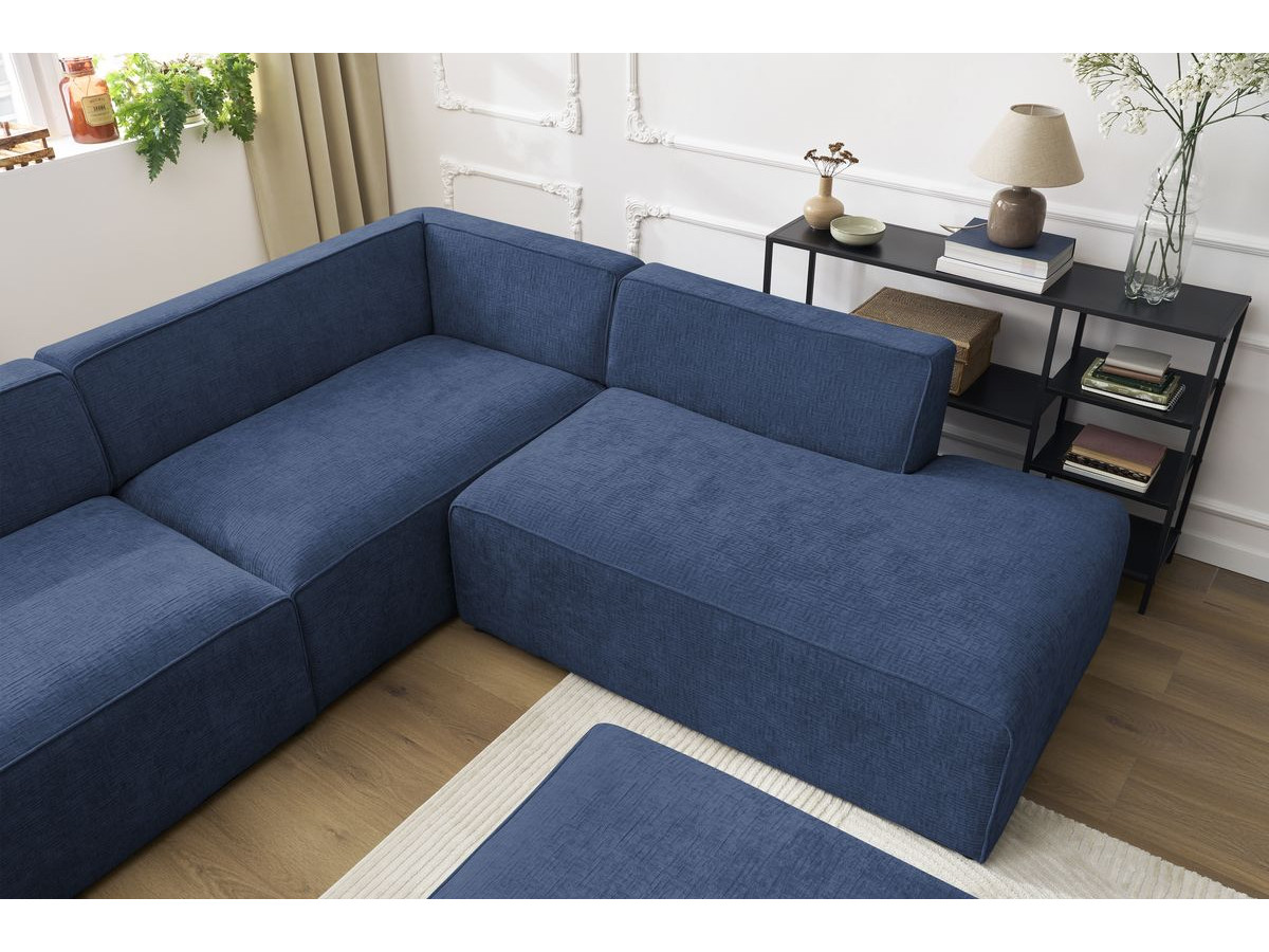 Bobochic Megeve Wohnlandschaft mit Pouf Strukturstoff Dunkelblau Ecke links