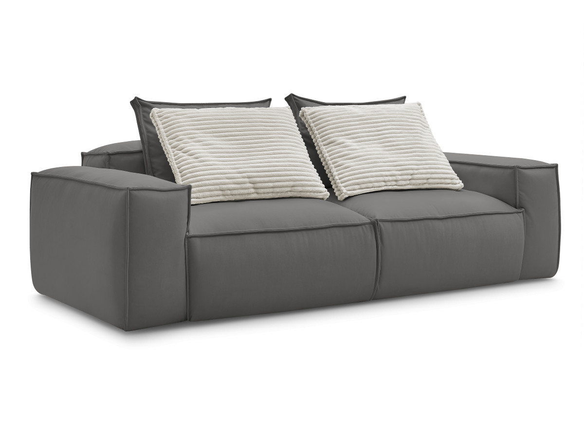 Bobochic Boheme Sofa 3-Sitzer Kunstleder Dunkelgrau