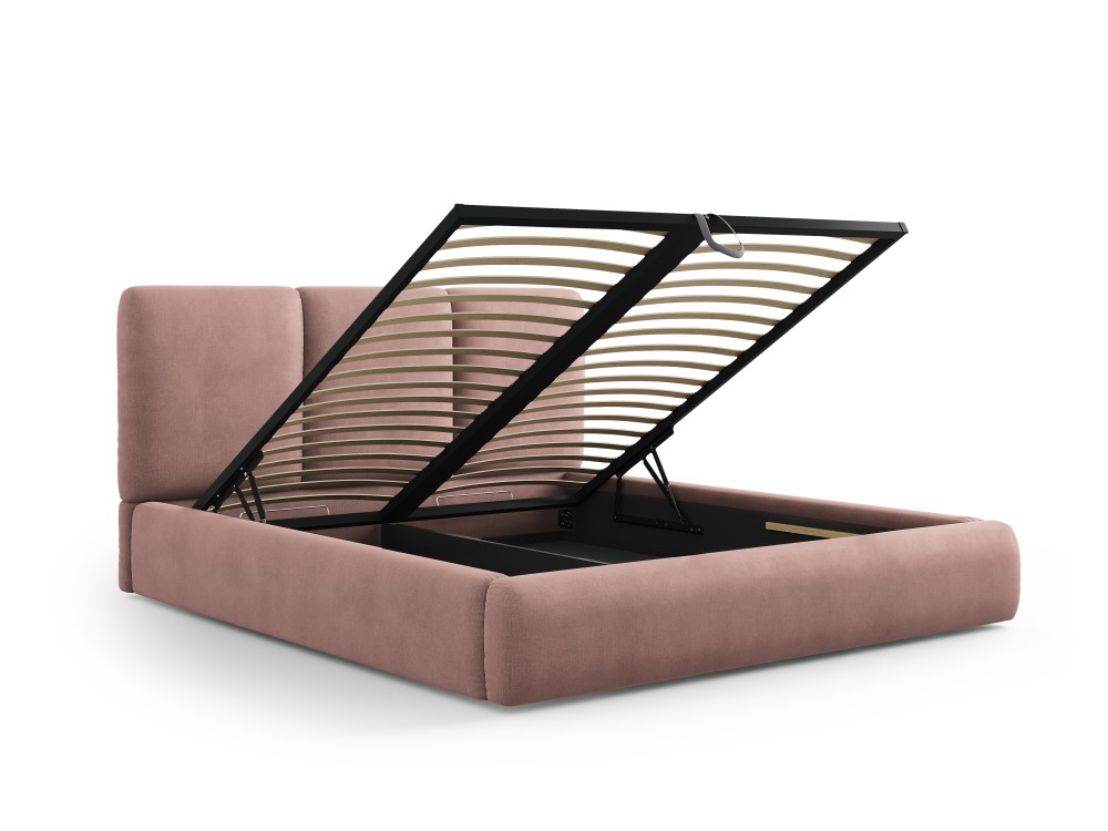 Cosmopolitan Design Stauraumbett mit Kopfteil Nicolas 160x200 Chenille Rebel Rosa