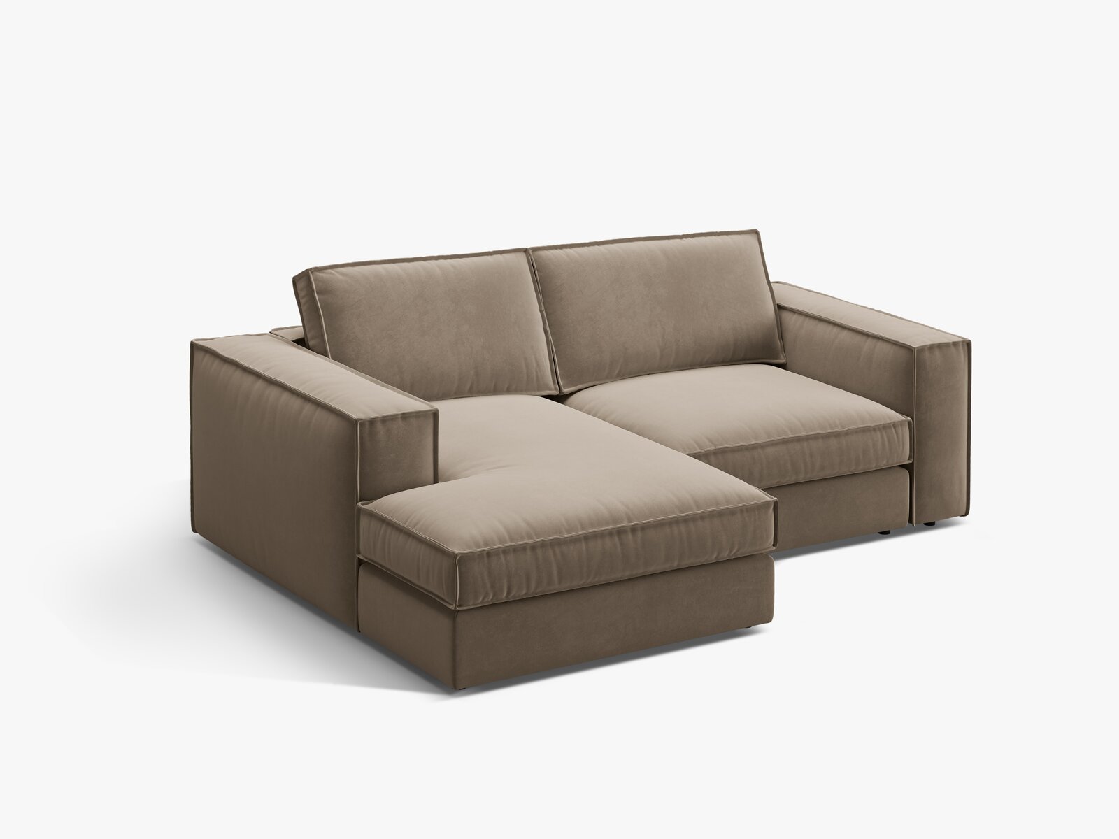 Micadoni modulares Ecksofa Pola 2-Sitzer kleine Version Links Samt Salvador Grau Braun