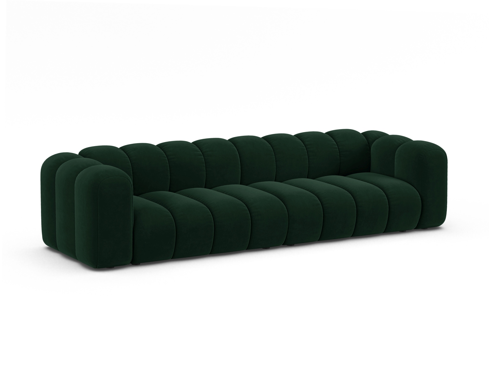 Micadoni Modulares Sofa Lupine 4-Sitzer Samt Salvador Flaschengrün