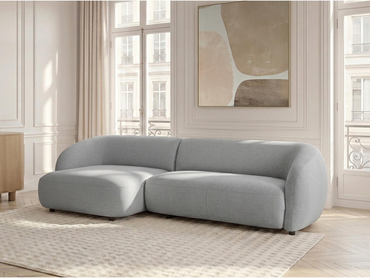Bobochic Halo Ecksofa mit Schlaffunktion Stoff Grau Ecke links