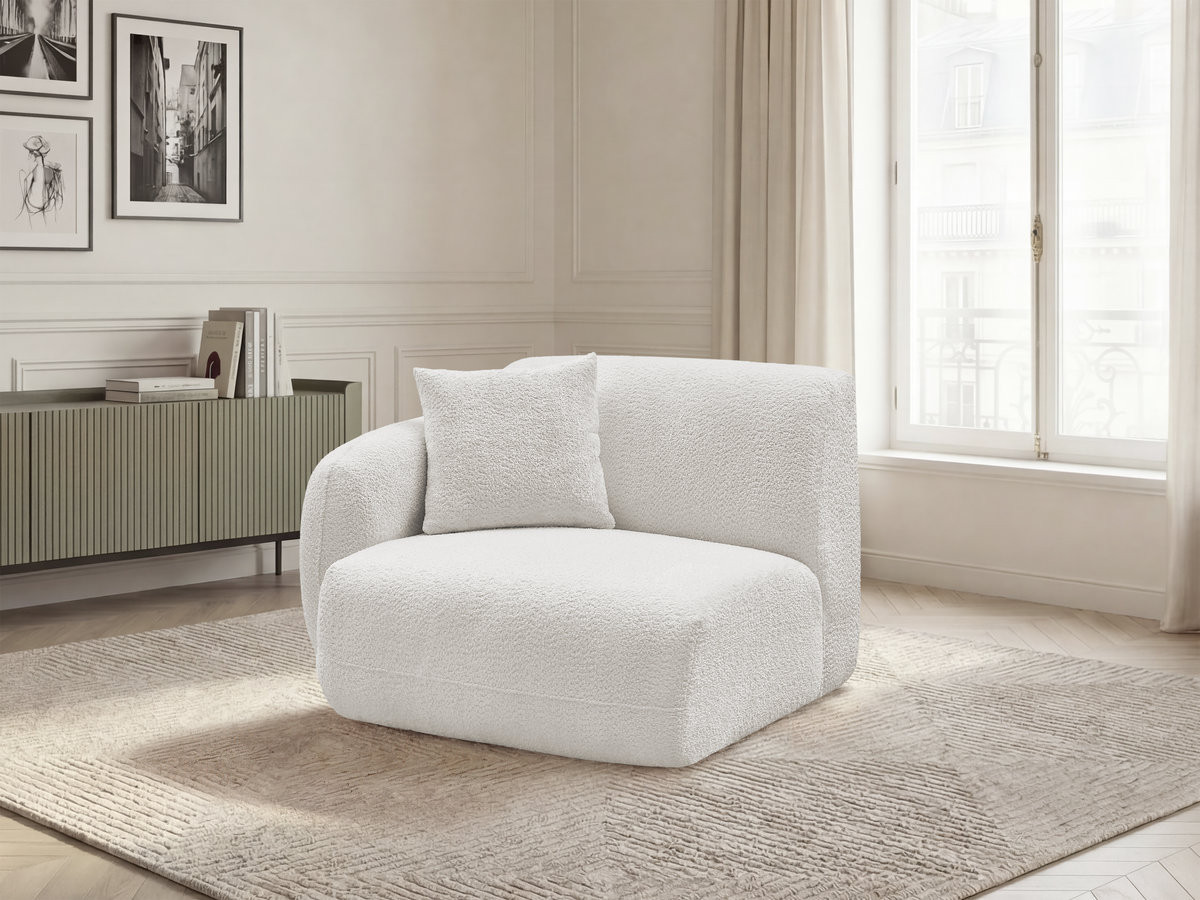 Bobochic Anda Sofamodul 1-Sitzer 104 × 103 cm Chenille Weiß Ecke links