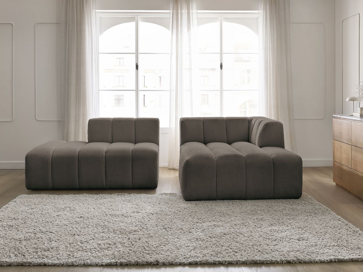 Bobochic Annecy Ecksofa Bouclé-Stoff Braun Ecke rechts